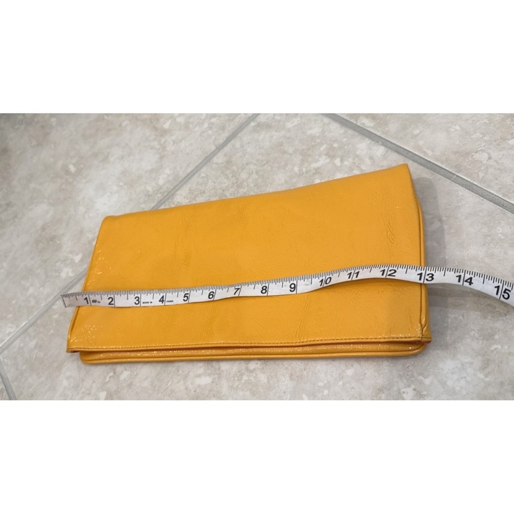 Hobo International Yellow Patent Leather Purse Clutch Preppy Colorful 6x13x1 - Picture 9 of 12